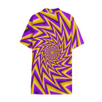 Yellow Big Bang Moving Optical Illusion Cotton Hawaiian Shirt