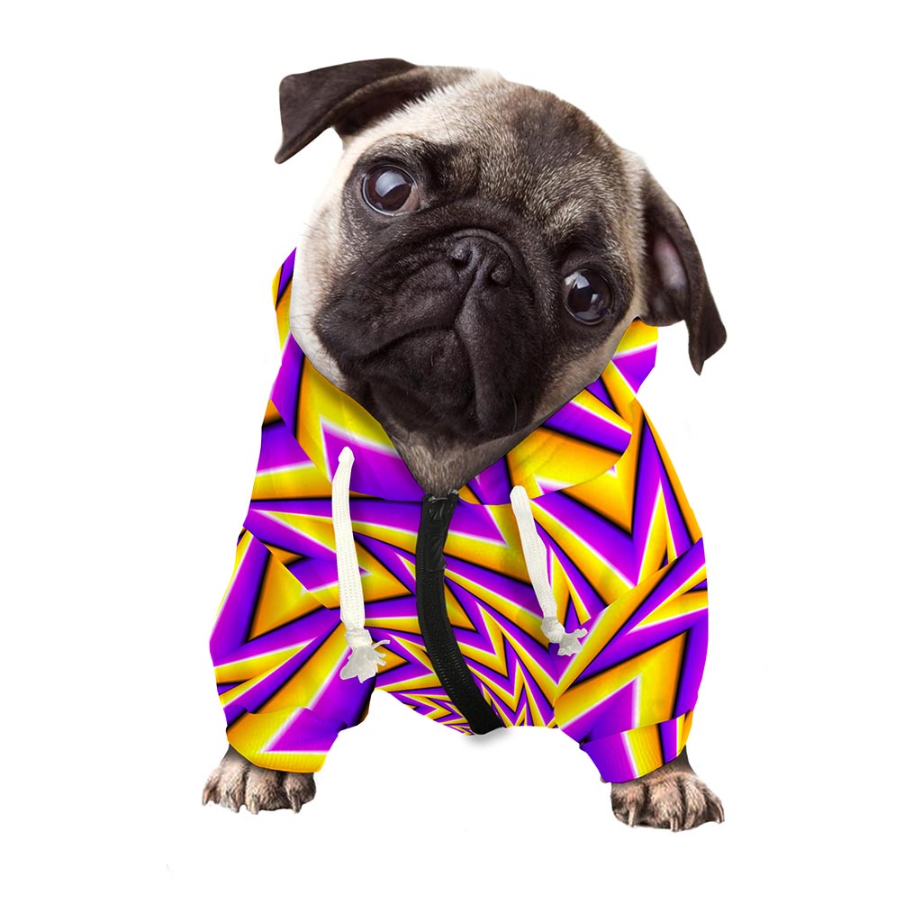 Yellow Big Bang Moving Optical Illusion Dog Zip Up Hoodie