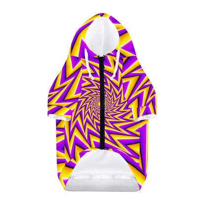 Yellow Big Bang Moving Optical Illusion Dog Zip Up Hoodie