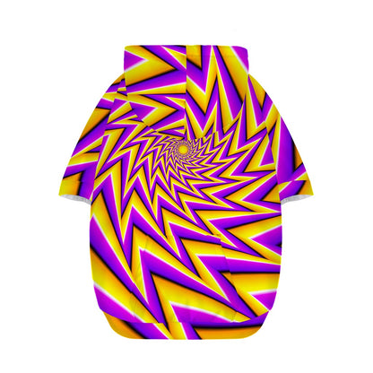 Yellow Big Bang Moving Optical Illusion Dog Zip Up Hoodie