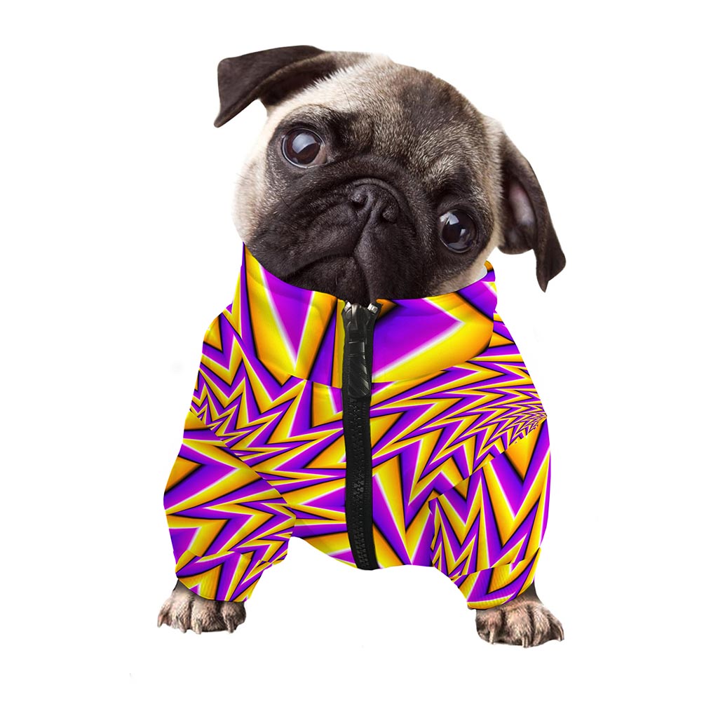 Yellow Big Bang Moving Optical Illusion Dog Zip Up Jacket