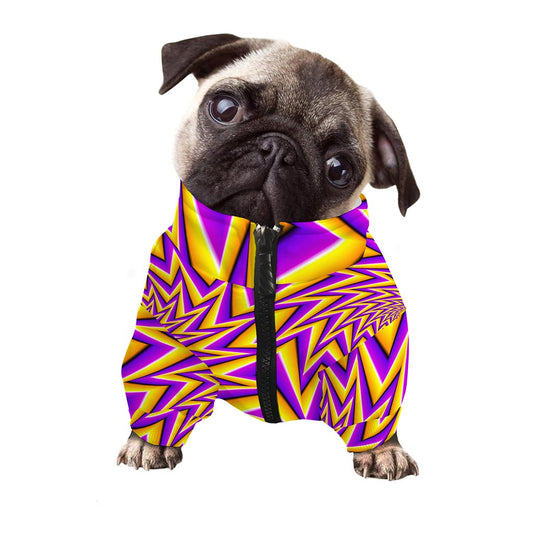 Yellow Big Bang Moving Optical Illusion Dog Zip Up Jacket