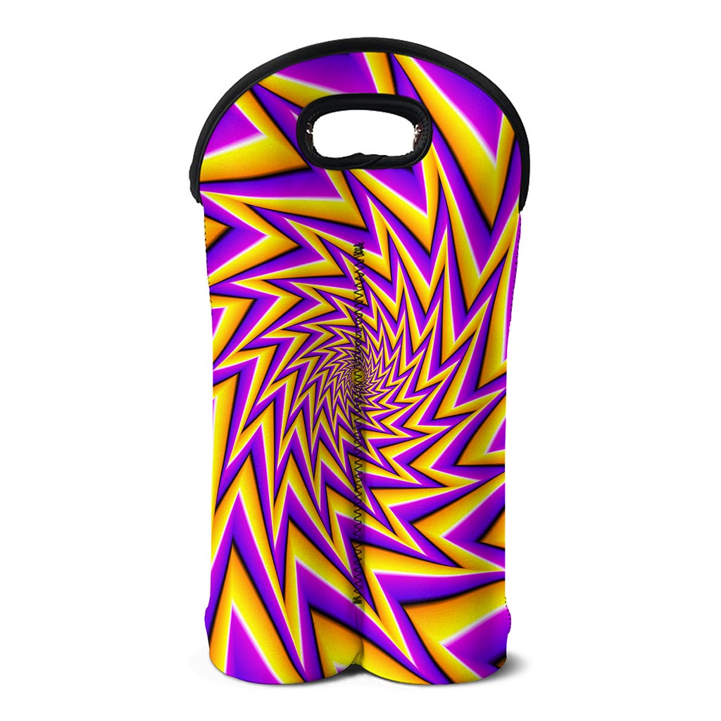 Yellow Big Bang Moving Optical Illusion Double Neoprene Wine Tote