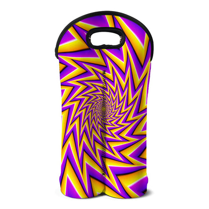 Yellow Big Bang Moving Optical Illusion Double Neoprene Wine Tote