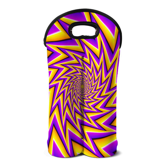 Yellow Big Bang Moving Optical Illusion Double Neoprene Wine Tote