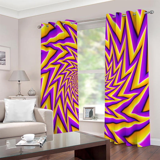 Yellow Big Bang Moving Optical Illusion Extra Wide Grommet Curtains