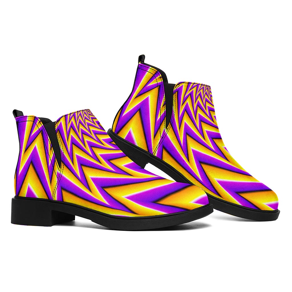 Yellow Big Bang Moving Optical Illusion Flat Ankle Boots