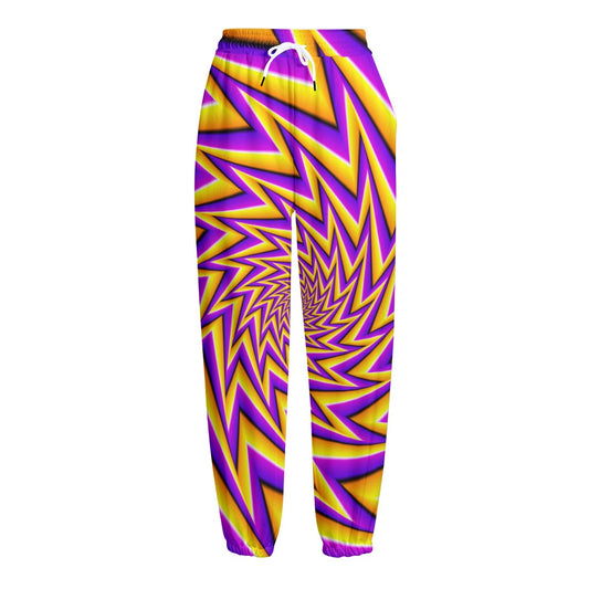 Yellow Big Bang Moving Optical Illusion Fleece Lined Knit Pants