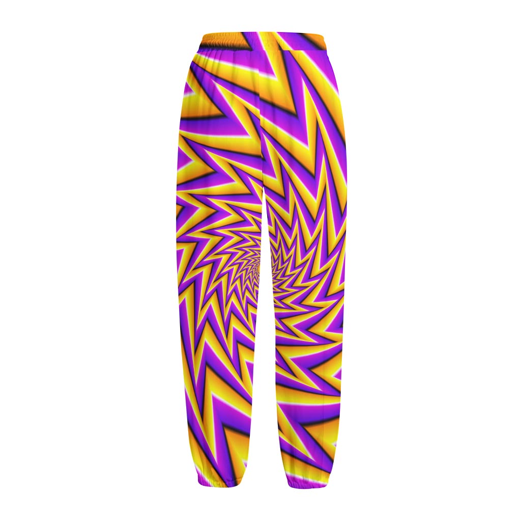 Yellow Big Bang Moving Optical Illusion Fleece Lined Knit Pants