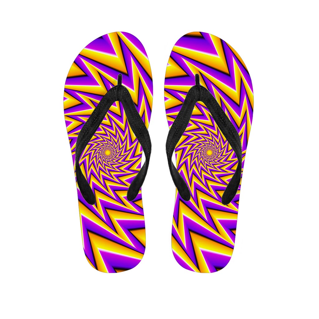 Yellow Big Bang Moving Optical Illusion Flip Flops