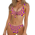 Yellow Big Bang Moving Optical Illusion Front Bow Tie Bikini
