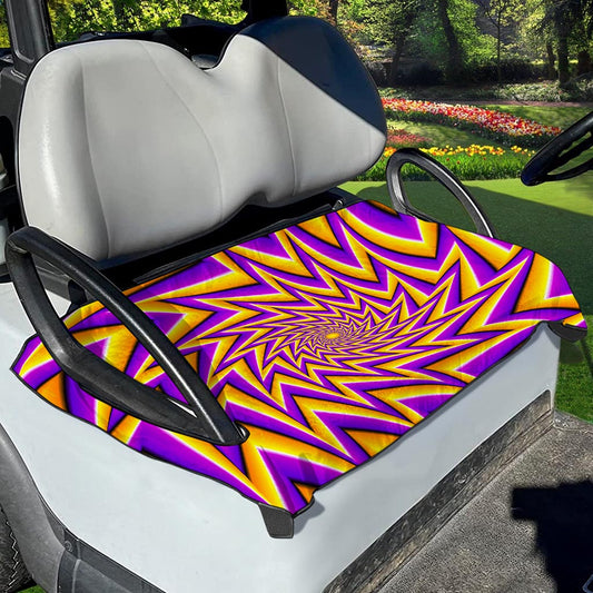 Yellow Big Bang Moving Optical Illusion Golf Cart Seat Cover