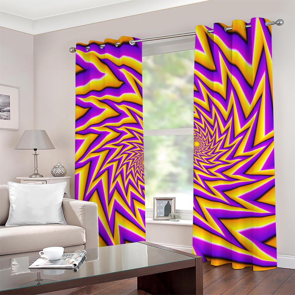 Yellow Big Bang Moving Optical Illusion Grommet Curtains