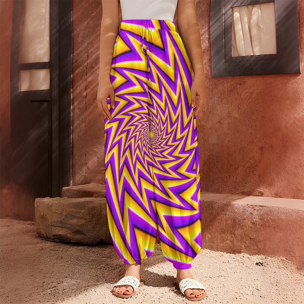 Yellow Big Bang Moving Optical Illusion Harem Pants