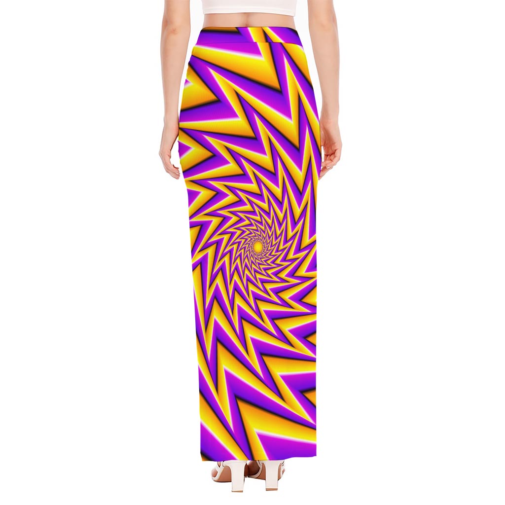 Yellow Big Bang Moving Optical Illusion High Slit Maxi Skirt