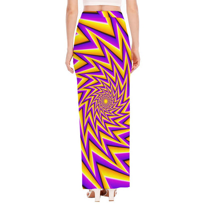 Yellow Big Bang Moving Optical Illusion High Slit Maxi Skirt
