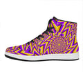 Yellow Big Bang Moving Optical Illusion High Top Leather Sneakers