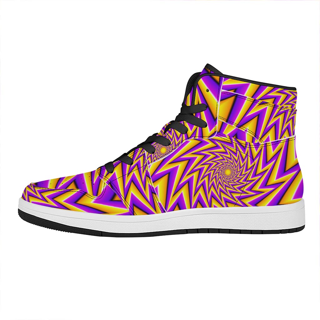 Yellow Big Bang Moving Optical Illusion High Top Leather Sneakers