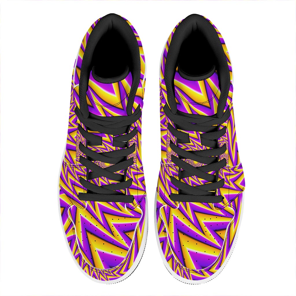 Yellow Big Bang Moving Optical Illusion High Top Leather Sneakers