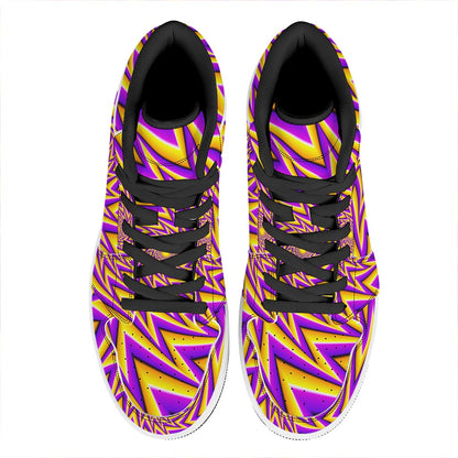 Yellow Big Bang Moving Optical Illusion High Top Leather Sneakers
