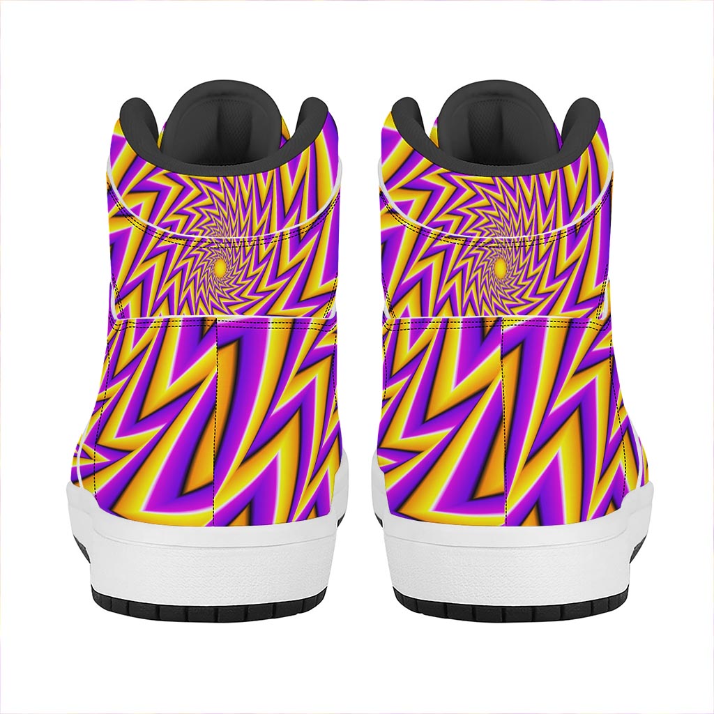 Yellow Big Bang Moving Optical Illusion High Top Leather Sneakers