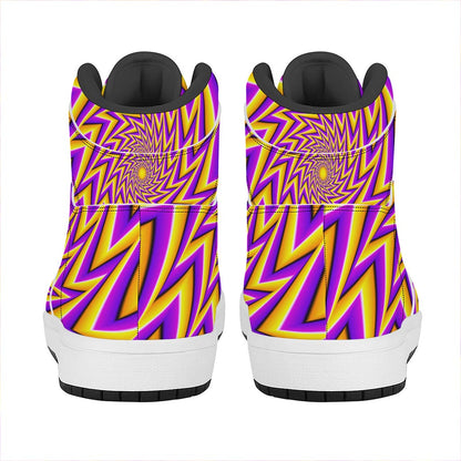 Yellow Big Bang Moving Optical Illusion High Top Leather Sneakers