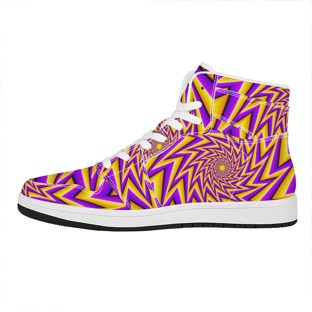 Yellow Big Bang Moving Optical Illusion High Top Leather Sneakers