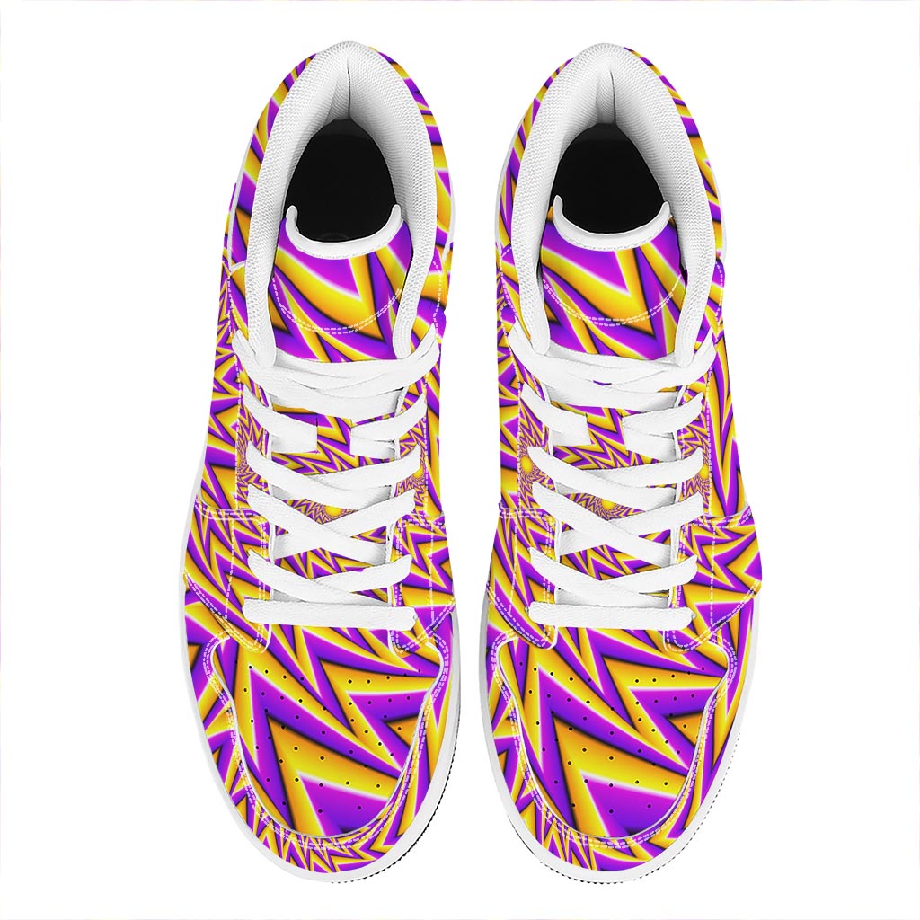 Yellow Big Bang Moving Optical Illusion High Top Leather Sneakers