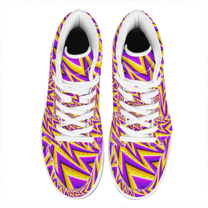 Yellow Big Bang Moving Optical Illusion High Top Leather Sneakers
