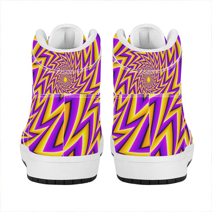 Yellow Big Bang Moving Optical Illusion High Top Leather Sneakers