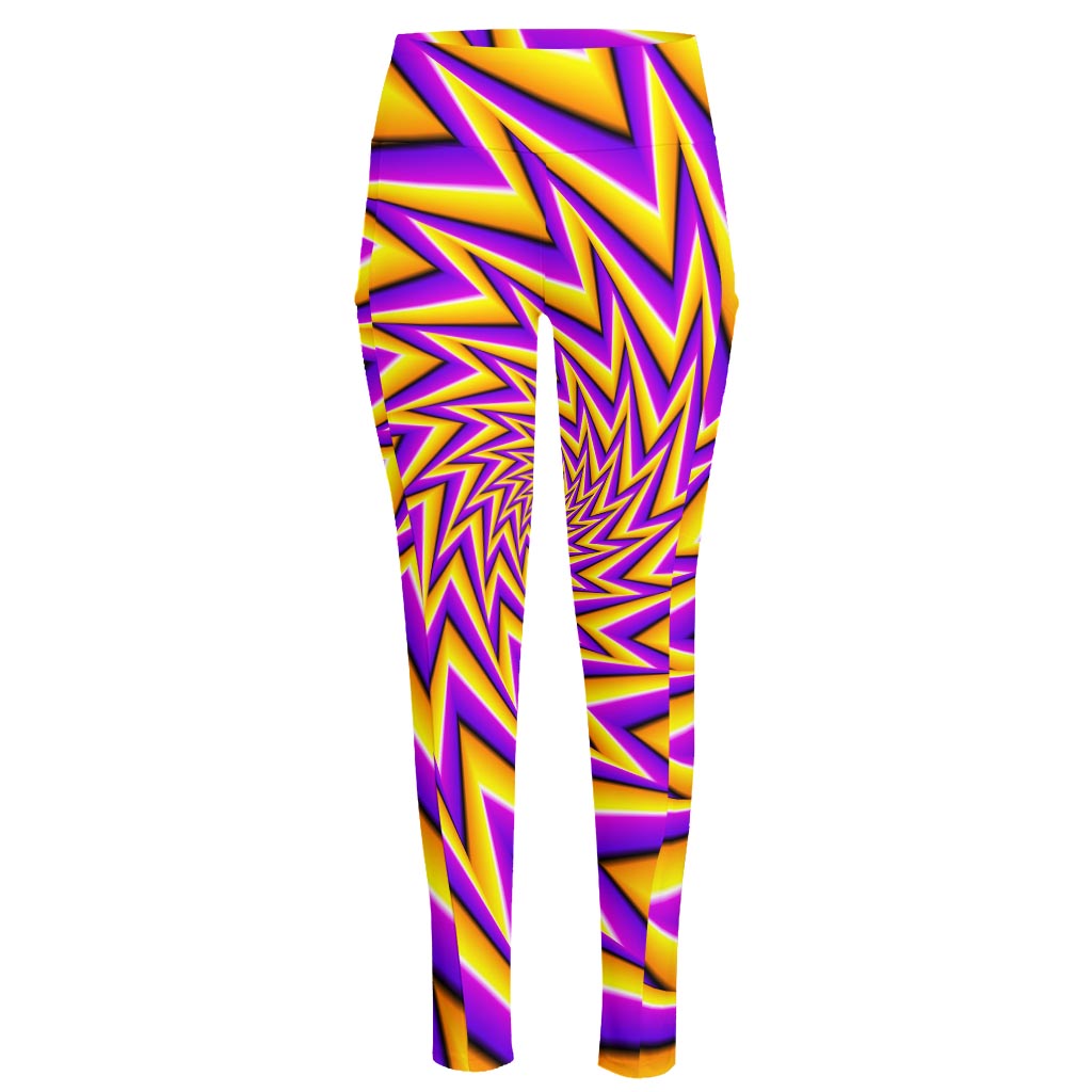 Yellow Big Bang Moving Optical Illusion High-Waisted Pocket Leggings