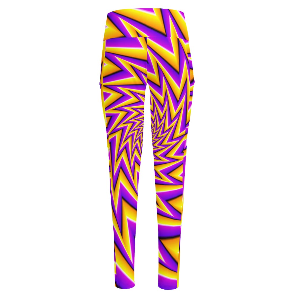 Yellow Big Bang Moving Optical Illusion High-Waisted Pocket Leggings