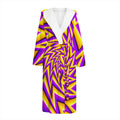 Yellow Big Bang Moving Optical Illusion Hooded Bathrobe