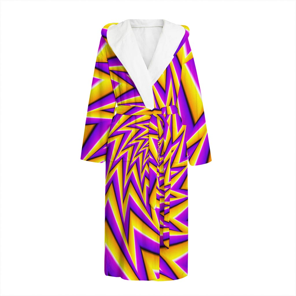 Yellow Big Bang Moving Optical Illusion Hooded Bathrobe