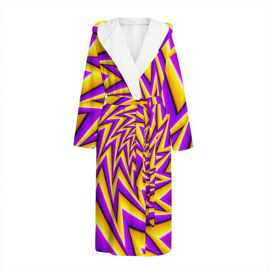 Yellow Big Bang Moving Optical Illusion Hooded Bathrobe