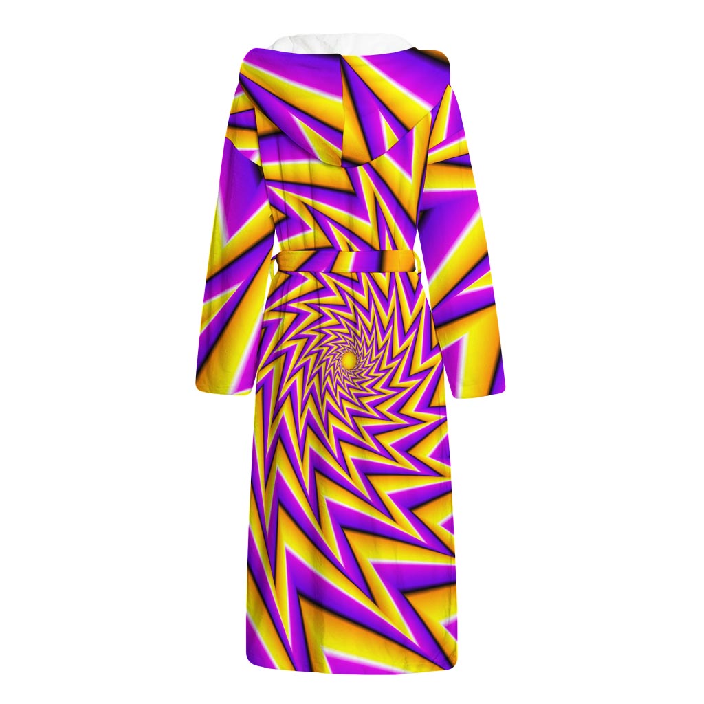 Yellow Big Bang Moving Optical Illusion Hooded Bathrobe