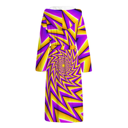 Yellow Big Bang Moving Optical Illusion Hooded Bathrobe