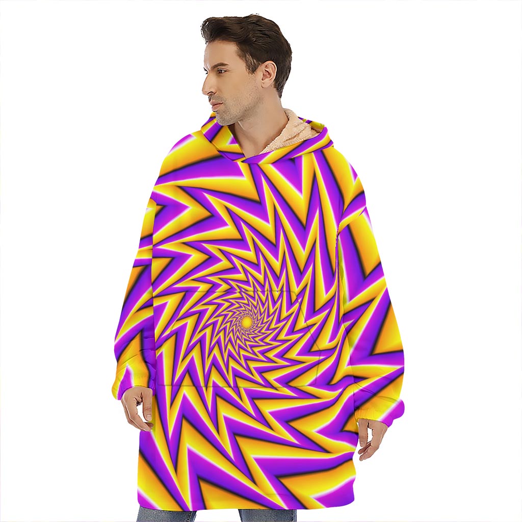 Yellow Big Bang Moving Optical Illusion Hoodie Blanket