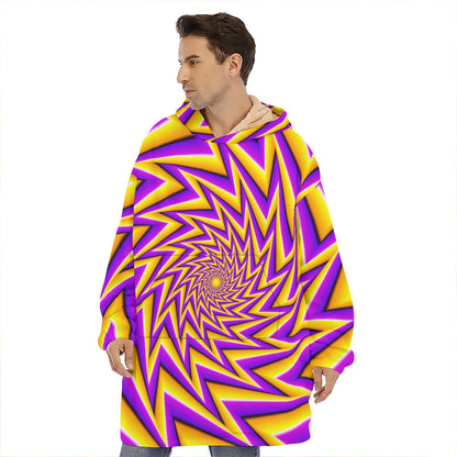Yellow Big Bang Moving Optical Illusion Hoodie Blanket