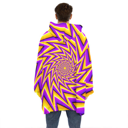 Yellow Big Bang Moving Optical Illusion Hoodie Blanket