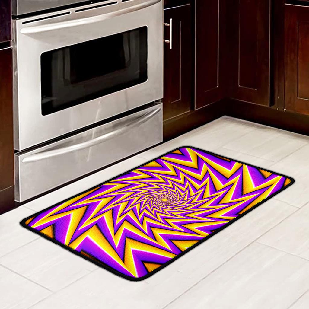 Yellow Big Bang Moving Optical Illusion Kitchen Mat