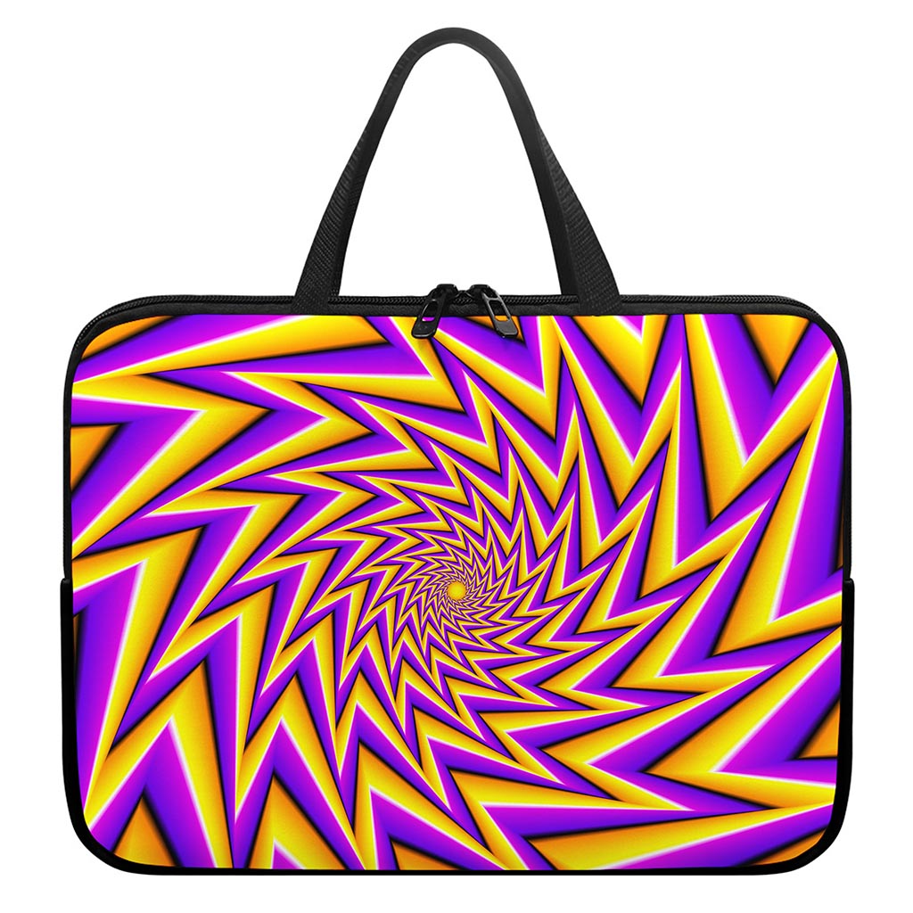 Yellow Big Bang Moving Optical Illusion Laptop Sleeve With Handle