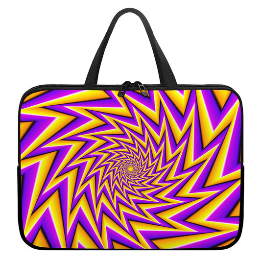 Yellow Big Bang Moving Optical Illusion Laptop Sleeve With Handle