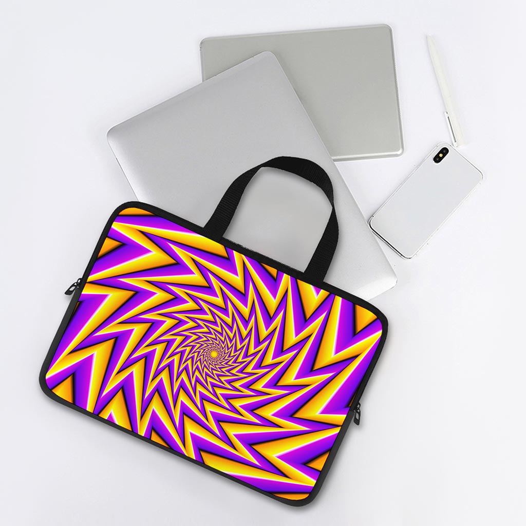 Yellow Big Bang Moving Optical Illusion Laptop Sleeve With Handle