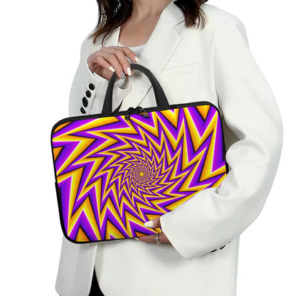 Yellow Big Bang Moving Optical Illusion Laptop Sleeve With Handle
