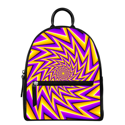 Yellow Big Bang Moving Optical Illusion Leather Backpack