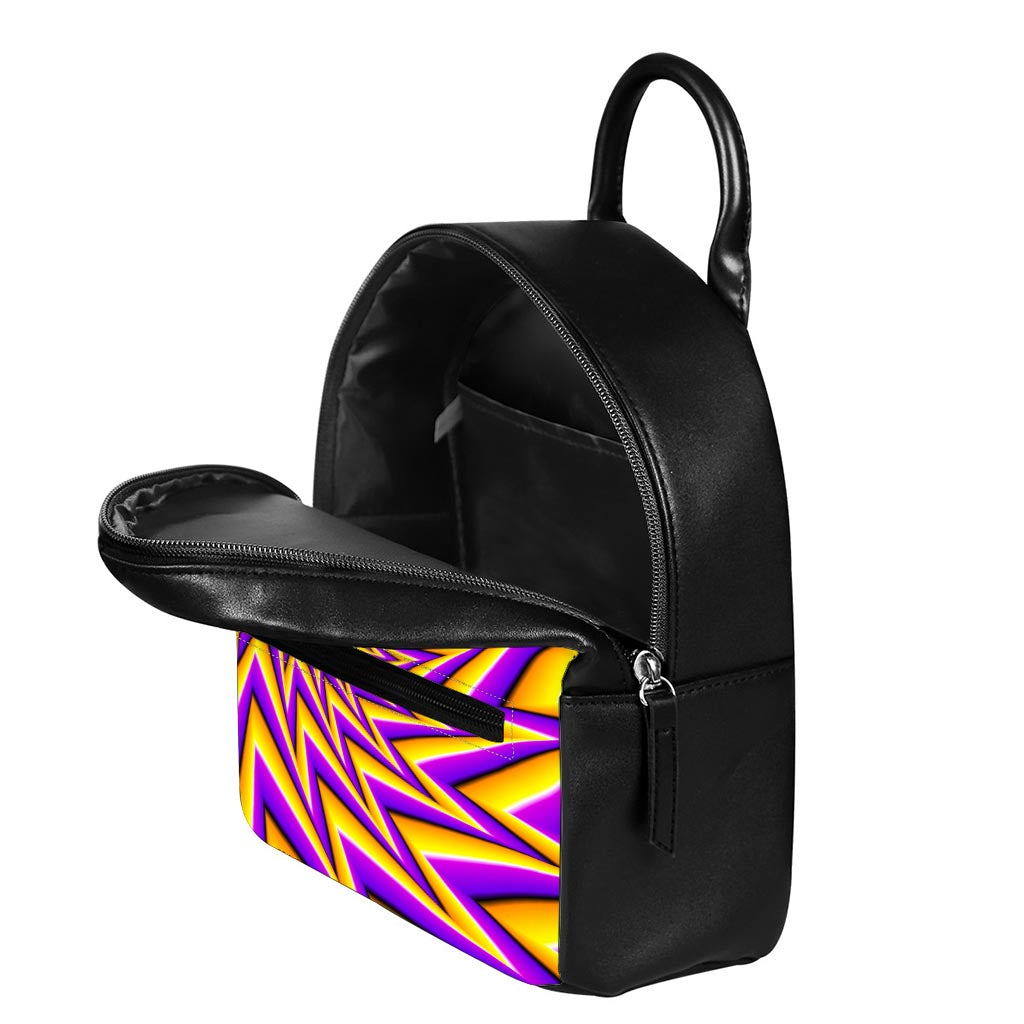 Yellow Big Bang Moving Optical Illusion Leather Backpack
