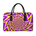 Yellow Big Bang Moving Optical Illusion Leather Duffel Bag