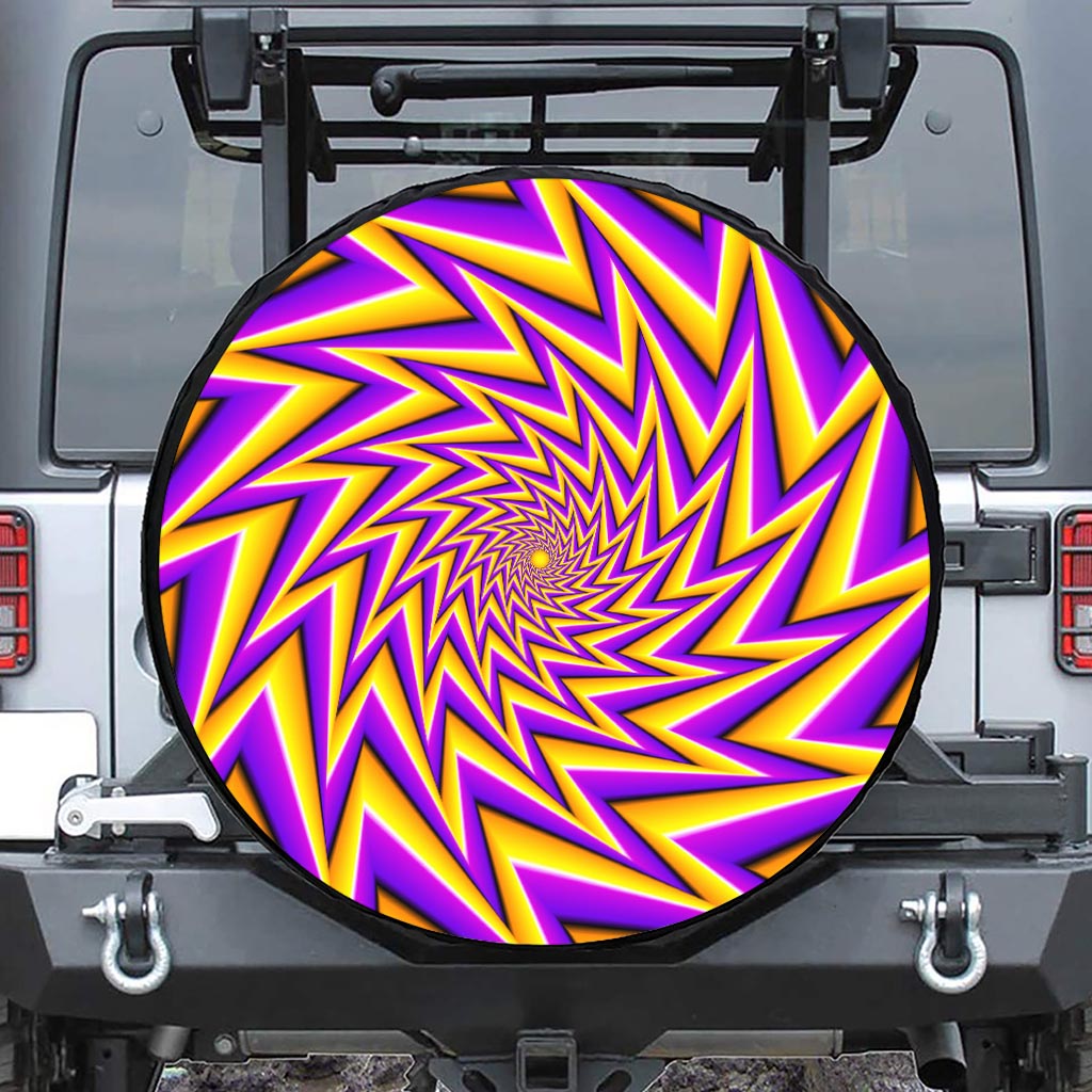 Yellow Big Bang Moving Optical Illusion Leather Spare Tire Cover