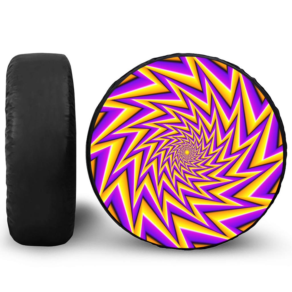 Yellow Big Bang Moving Optical Illusion Leather Spare Tire Cover